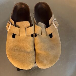 Birkenstock Suede Clogs in Tan